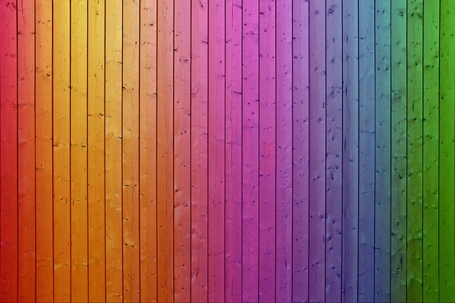 wood in rainbow colours
